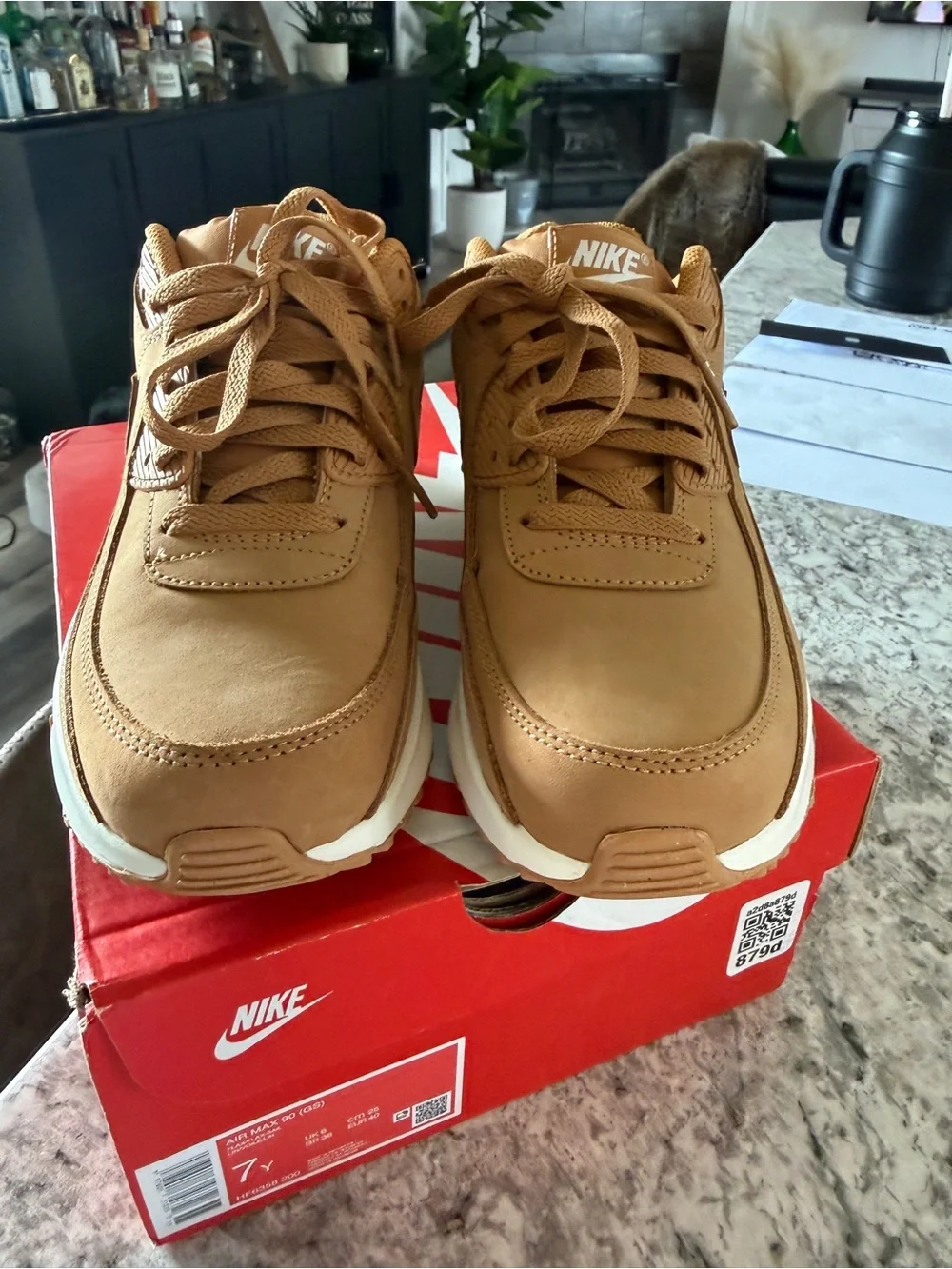 Nike Brown Leather Air Max Sneakers with White Midsole - Picture 2 of 4